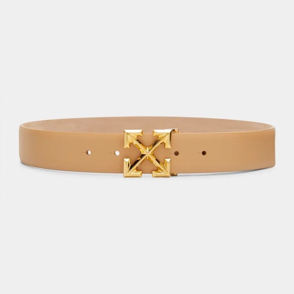 Off-White Arrow Leather Belt 85 Beige